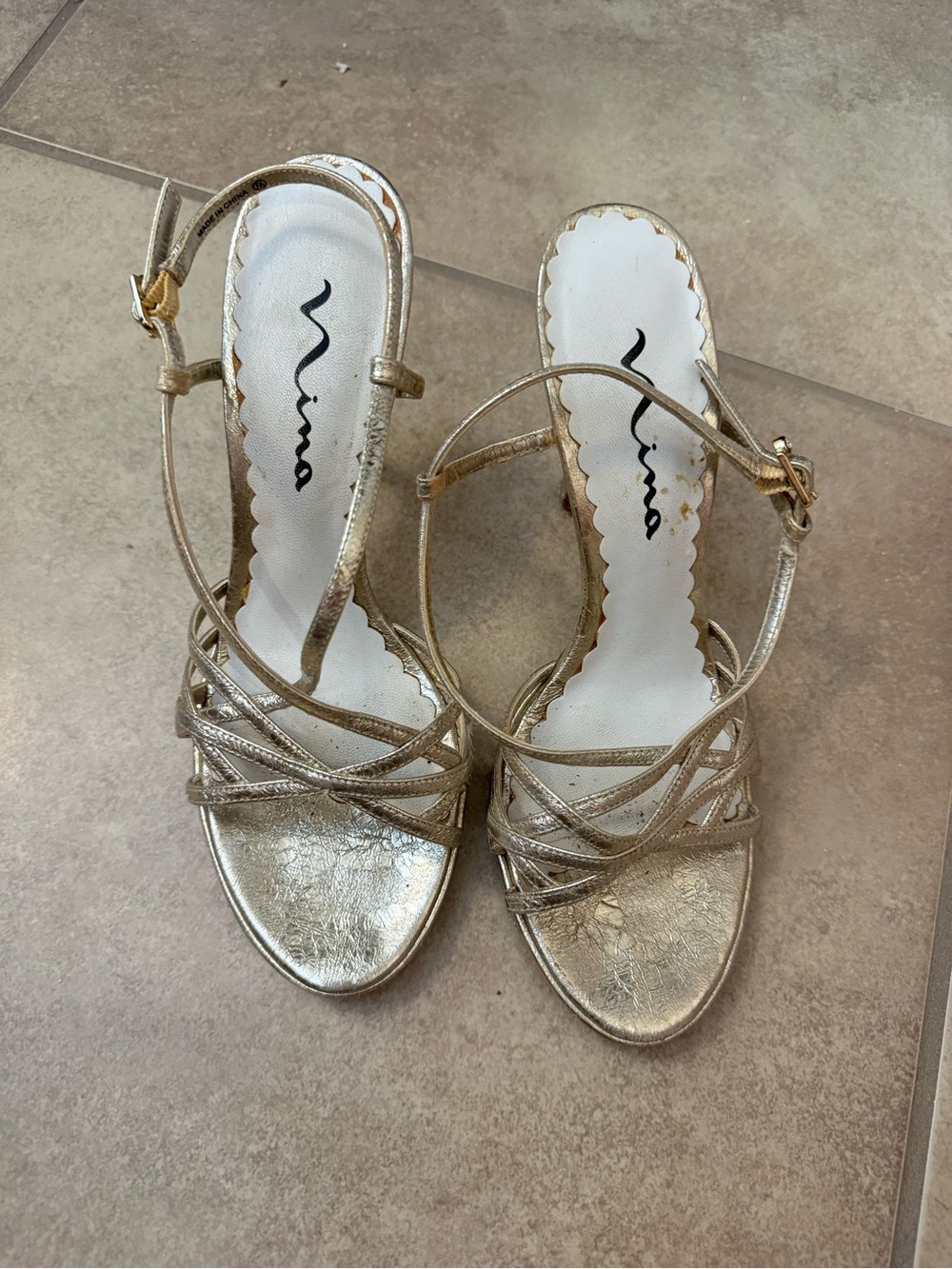 Nina Metallic Gold Strappy Sandals